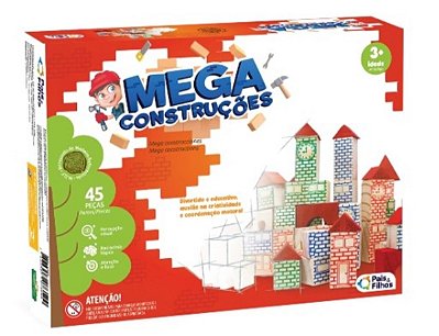 Brinquedo Pedagógico Mega Construções 45 Peças Pais & Filhos