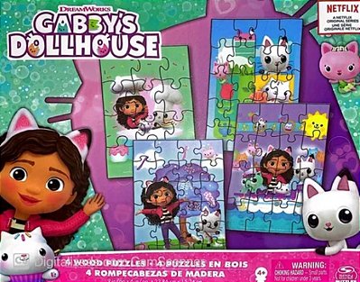 Quebra-cabeça Gabby´s Dollhouse 4 Em 1 Madeira Grow