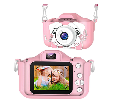 Mini Câmera infantil Digital Portátil Video Cachorro Rosa
