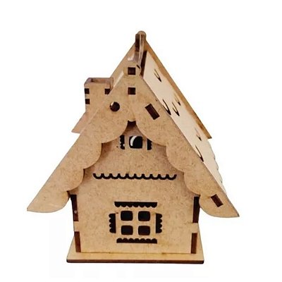 Casinha casa Natal luminaria decoracao em mdf Led cru