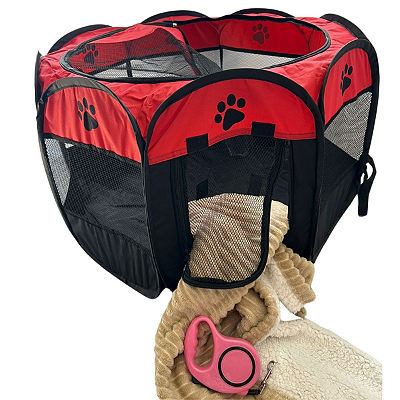 Kit Para Pets: Casinha Cercado Coleira Guia Cobertor Sherpa
