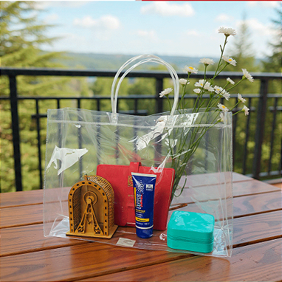 Sacola Bolsa Sacolão Pvc Cristal Transparente Praia