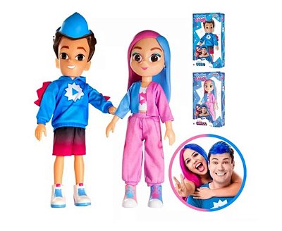 Kit Bonecos Dudu E Carol Original Youtuber 26cm Articulados