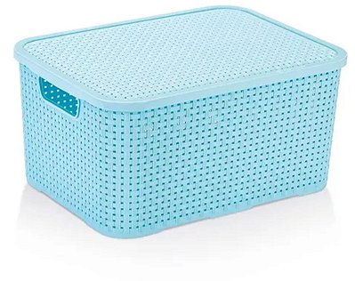 Caixas Organizadoras Rattan Azul C/ Tampa 15L Monte Libano