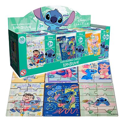 Stitch Kit 6 Mini Quebra Cabeça Lilo e Stitch Disney Madeira