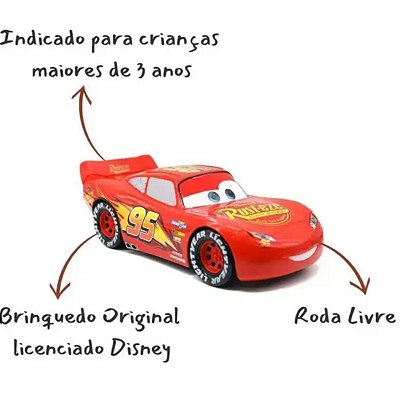 Carrinho McQueen Disney Pixar Carros 1:14 35cm Roda Livre
