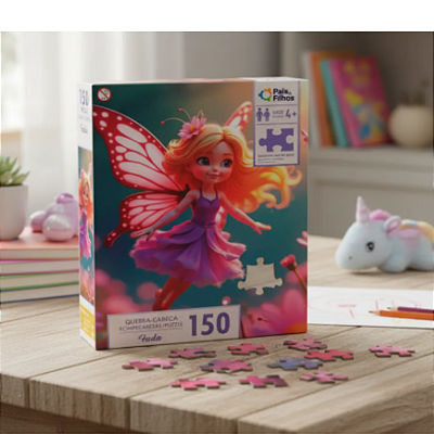 Quebra-Cabeça Infantil Fada 150 Peças Pais e Filhos Jogo Educativo Original Colorido