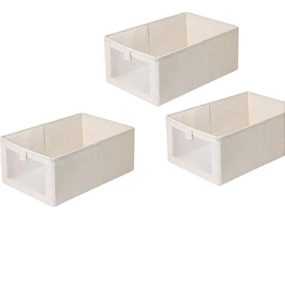 Kit 3 Caixas Organizadoras Dobráveis com Visor Transparente
