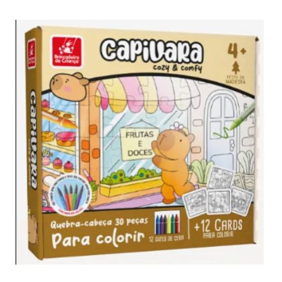 Quebra-Cabeça Capivara Cozy Comfy para Colorir 30 Peças