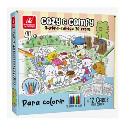 Quebra-Cabeça  Cozy Comfy para Colorir 30 Peças - 6 Cards