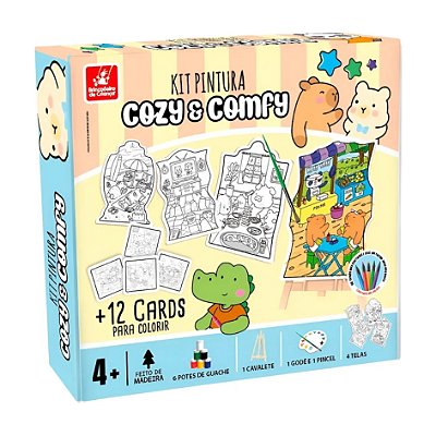 Kit Infantil de Pintura Cozy Comfy Telas Tintas  Pincel