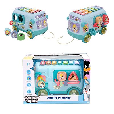 Brinquedo Carrinho ônibus Xilofone Looney Tunes Warner -EBN