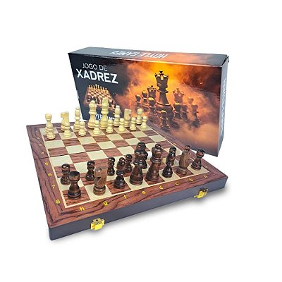 Jogo de Xadrez Luxo em Madeira HOYLE GAMES Tabuleiro 34X34CM