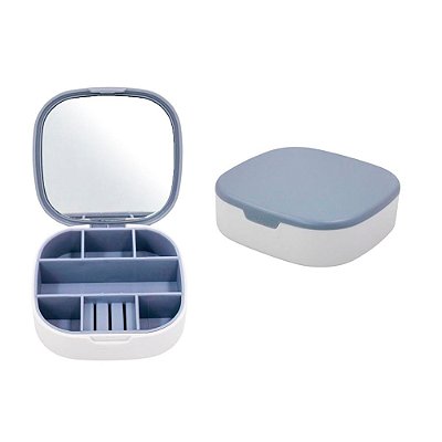 Mini Porta Jóias com Espelho Compacto e Portátil