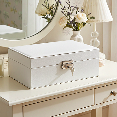 Caixa Porta Joias Bijuteria Grande Trava e Chave