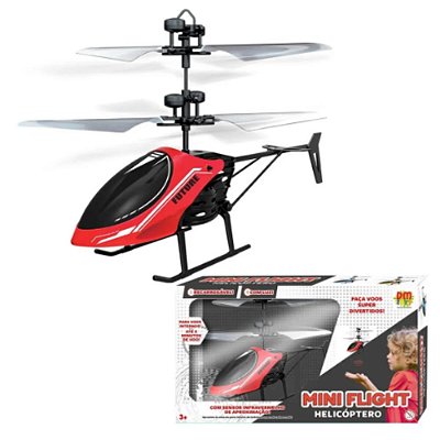 Helicóptero Mini Flight Vermelho Sensor USB Recarregável