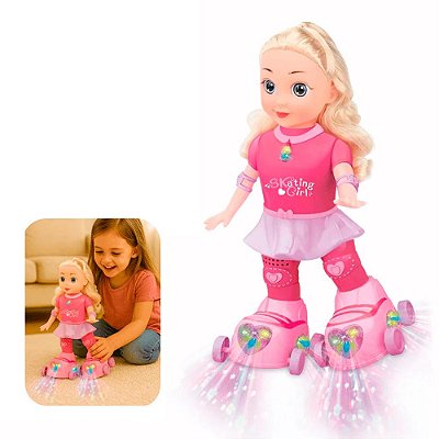 Boneca Candy Patinadora Gira 360 Canta Dança Com Luzes e Som