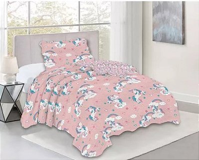Colcha Ultrasonic Kids UNICÓRNIO Solteiro Infantil Dyuri