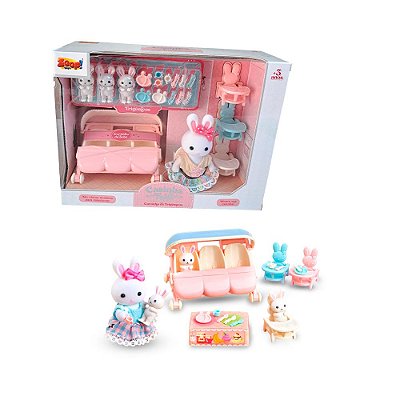 Casinha Feliz Carrinho Trigêmeos Kit Baby Sylvanian