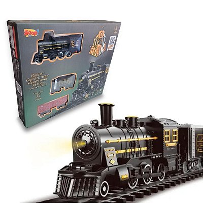Trem Eletrico Real Train Luz Som Fumaça Zoop Toys Brinquedo