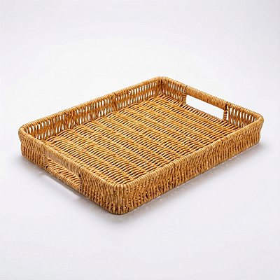 Bandeja Multiuso Alça Retangular Polipropileno Wood Pequena