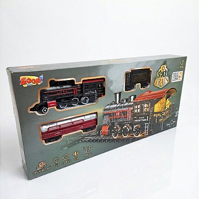 Trem Eletrico Real Train Zoop Toys Luz Som Fumaca 12 Trilhos