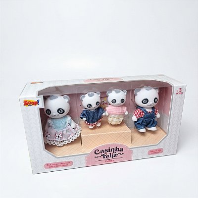 Família Panda Casinha Feliz ZoopToys 4 Bonecos Aveludados