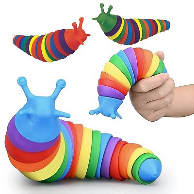 Brinquedo Lesma 3D Sensorial Creckpeia Colorida Articulado Largata Minhoca Cor Aleatória - Fenix