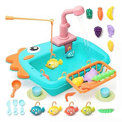 Pia Lava Louça Infantil com Pescaria 2 em 1 Verde  PLL-943V - Fenix