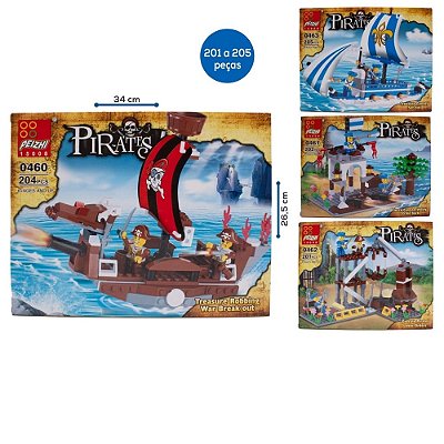 Blocos de Montar Estilo Lego Peizhi Batalha dos Piratas 01 UN Modelo Sortido