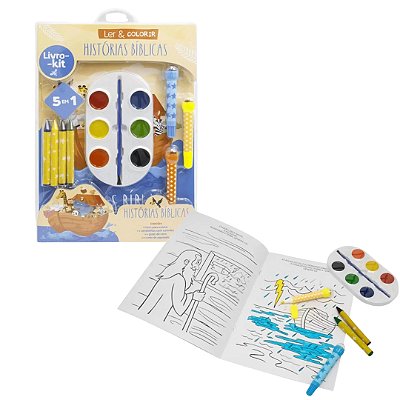 Livro Kit Ler e Colorir 5 em 1 Histórias Bíblicas - TodoLivro
