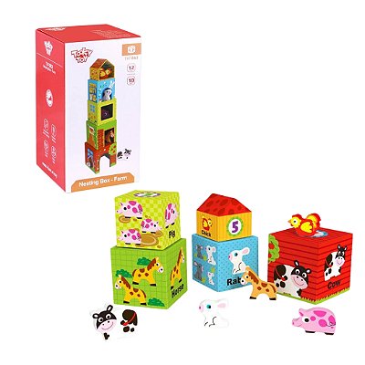 Caixas de Empilhar Fazenda Nesting Box Farm TK053 - Tooky Toy