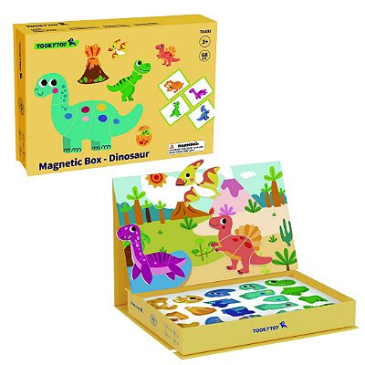 Caixa Magnética Dinossauro 68 PCS TK405 Magnetic Box Dinosaur - Tooky Toy