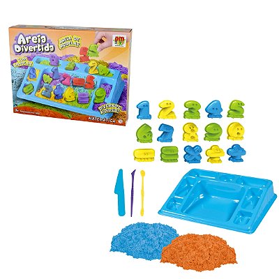 Areia Divertida com Bandeja e Diversos Moldes Matemática  - DM Toys