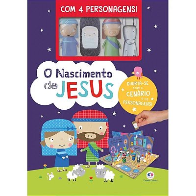 Livro Com Cenário O Nascimento de Jesus Com 4 Personagens - Ciranda Cultural