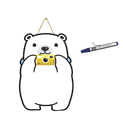 Lousa Animada Urso Polar 40cm Escreva e Apague MDF LOU004 - Paper Toy