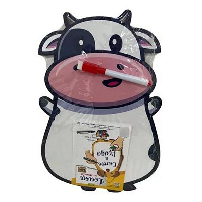 Lousa Animada Vaquinha 40cm Escreva e Apague MDF LOU017 - Paper Toy