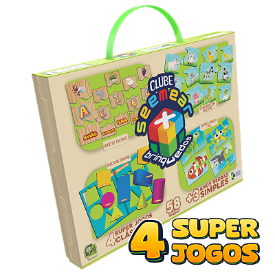 Super Jogos Clássicos 4 em 1 Encaixe Jogo das Formas Quebra-Cabeça Par 58 Peças SMM048 - Seemear Brinquedos