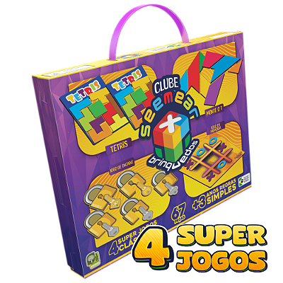 Jogo 4 Super Jogos Clássicos 67 Peças Encaixe Tetris Monte o T Memória MDF SMM047 - Seemear Brinquedos