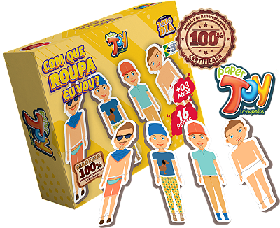 Jogo Com Que Roupa Eu Vou Menino 16 Peças MDF EDCMP020 - Paper Toy