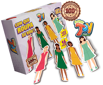 Jogo Com Que Roupa Eu Vou Menina 16 Peças MDF EDCMP021 - Paper Toy