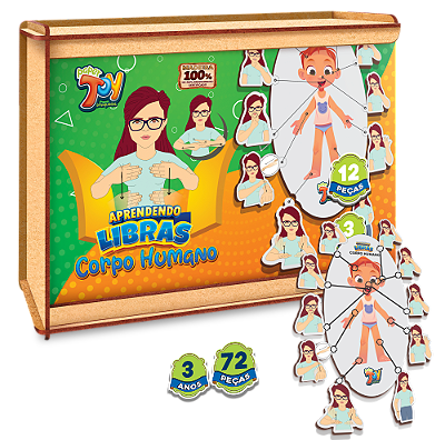 Aprendendo Libras Corpo Humano 12 Peças MDF ESP006 - Paper Toy