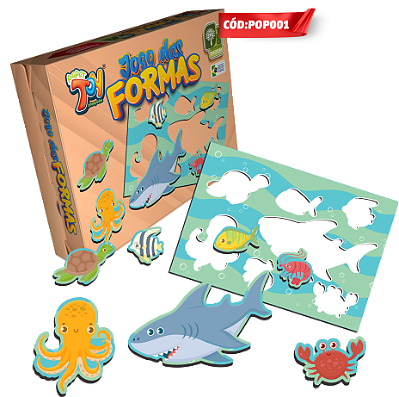 Jogo das Formas Animais Marinhos MDF POP001 - Paper Toy