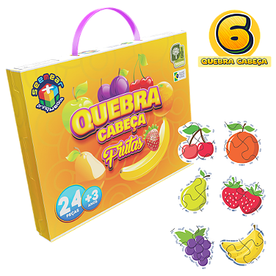 Quebra Cabeça Frutas 24 Peças MDF SMQ069 - Seemear Brinquedos