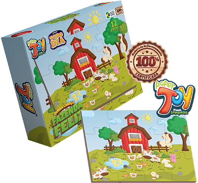 Quebra Cabeça Fazenda Feliz Coleção Todo Dia 12 Peças MDF EDCMP025 - Paper Toy