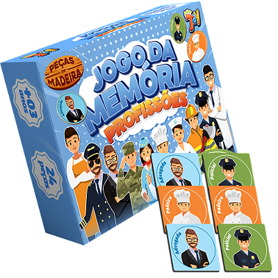 Jogo da Memória Profissões 24 Peças MDF JM009 - Paper Toy