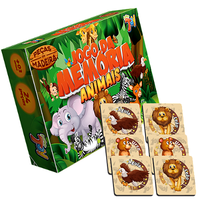 Jogo da Memória Animais 24 Peças MDF JM005 - Paper Toy