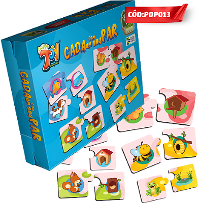 Jogo Cada um Com seu Par Animais e Casas MDF POP013 - Paper Toy