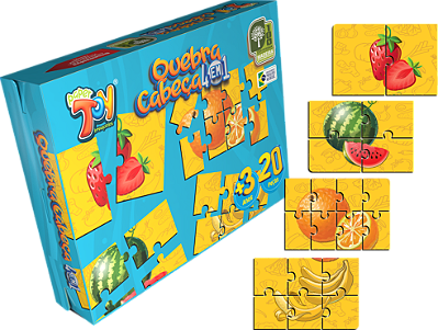 Quebra Cabeça 4 em 1 Frutas 20 Peças MDF POP044 - Paper Toy