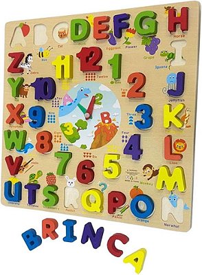 Relógio de Encaixe Alfanumérico MDF - Toy Mix